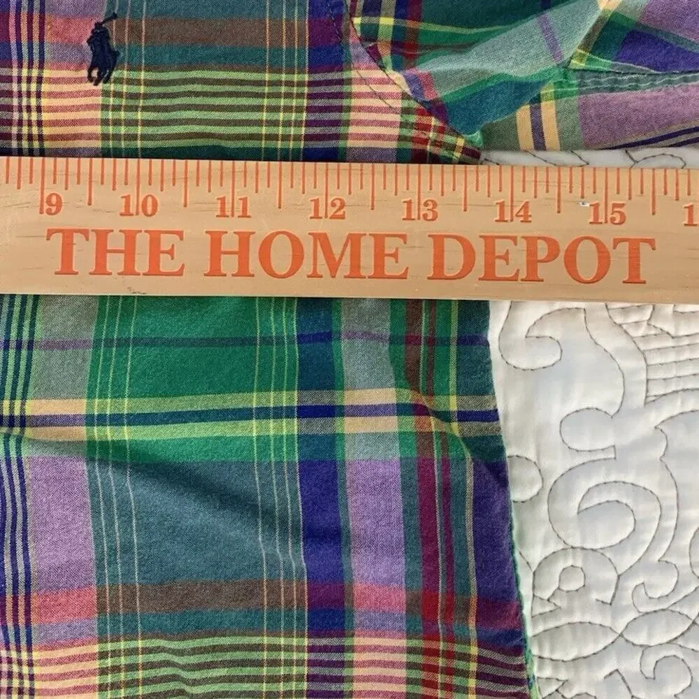 Ralph Lauren Long Sleeve Button Down Vibrant Colorful Plaid Shirt 3T 100% Cotton
